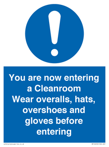 Cleanroom Wear overalls, hats, overshoes and gloves before entering